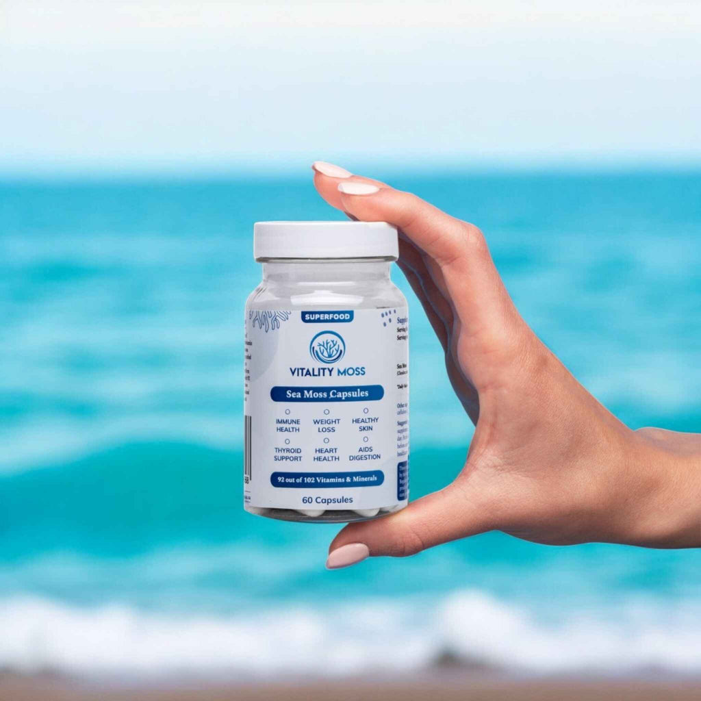 Vitality Moss sea moss capsules in hand