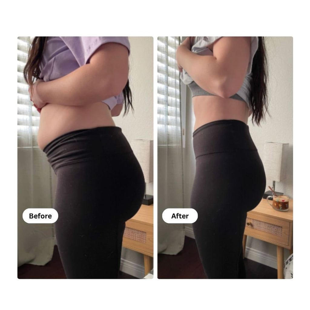 Before and after comparison of a person's body transformation