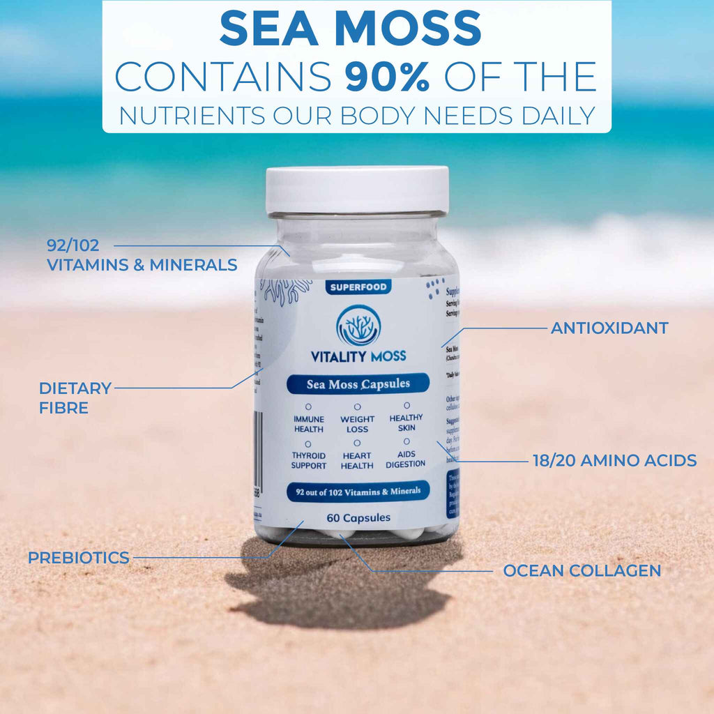 Irish Sea Moss Capsules - 92/102 Minerals Per Serving - vitalitymoss